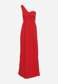 Born2be - Czerwona Elegancka Rozkloszowana Sukienka na Jedno Ramię Wistlia. Okazja: na imprezę. Kolor: czerwony. Typ sukienki: rozkloszowane, asymetryczne. Styl: elegancki