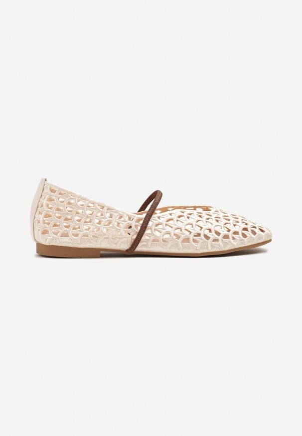 Born2be - Beżowe Balerinki Boho z Szydełkową Cholewką z Paskiem Vocele. Okazja: na spacer. Zapięcie: pasek. Kolor: beżowy. Szerokość cholewki: normalna. Sezon: lato. Styl: boho