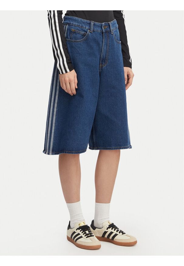 Adidas - adidas Szorty jeansowe Firebird Jorts KD2915 Niebieski Oversize. Kolor: niebieski. Materiał: bawełna