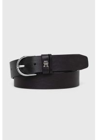 TOMMY HILFIGER - Tommy Hilfiger pasek skórzany damski kolor czarny. Kolor: czarny. Materiał: skóra