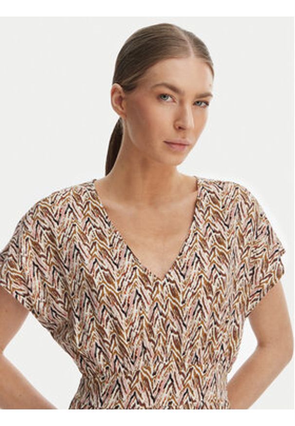 only - ONLY Sukienka letnia Nova 15342707 Beżowy ciemny Regular Fit. Kolor: beżowy. Materiał: wiskoza. Sezon: lato