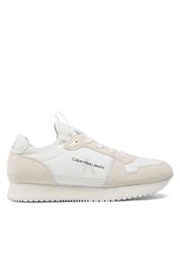 Calvin Klein Jeans Sneakersy Runner Sock Laceup Ny-Lth YM0YM00553 Biały. Kolor: biały. Materiał: materiał #1