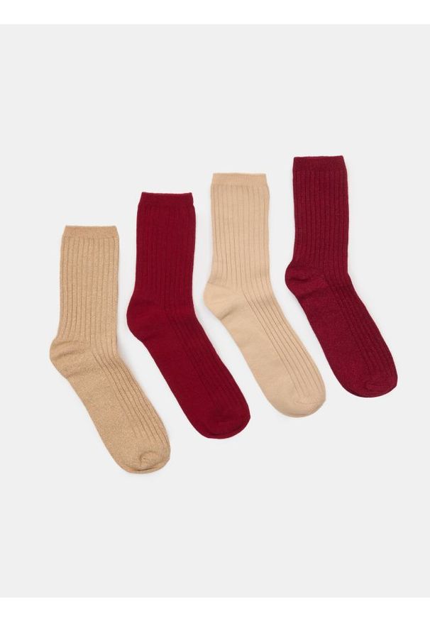 Sinsay - Prążkowane skarpetki 4 pack - wielobarwny. Materiał: prążkowany