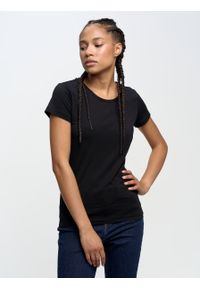 Big-Star - Koszulka damska z bawełny supima czarna Supiclassica 906. Kolor: czarny. Materiał: bawełna. Długość: długie. Styl: klasyczny #5