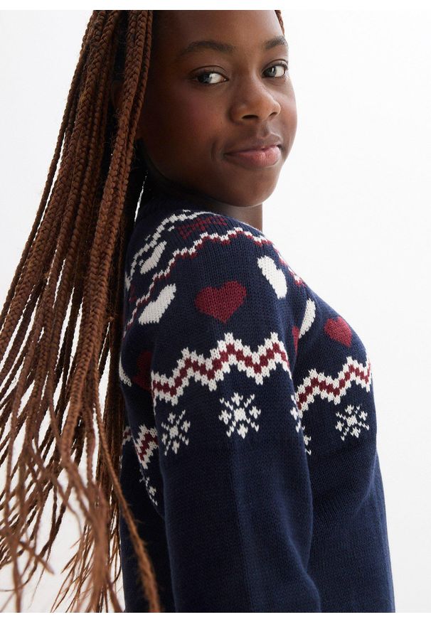 bonprix - Sukienka dzianinowa. Kolor: niebieski. Materiał: dzianina