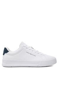 TOMMY HILFIGER - Tommy Hilfiger Sneakersy Th Court Leather Grain Ess FM0FM05297 Biały. Kolor: biały. Materiał: skóra