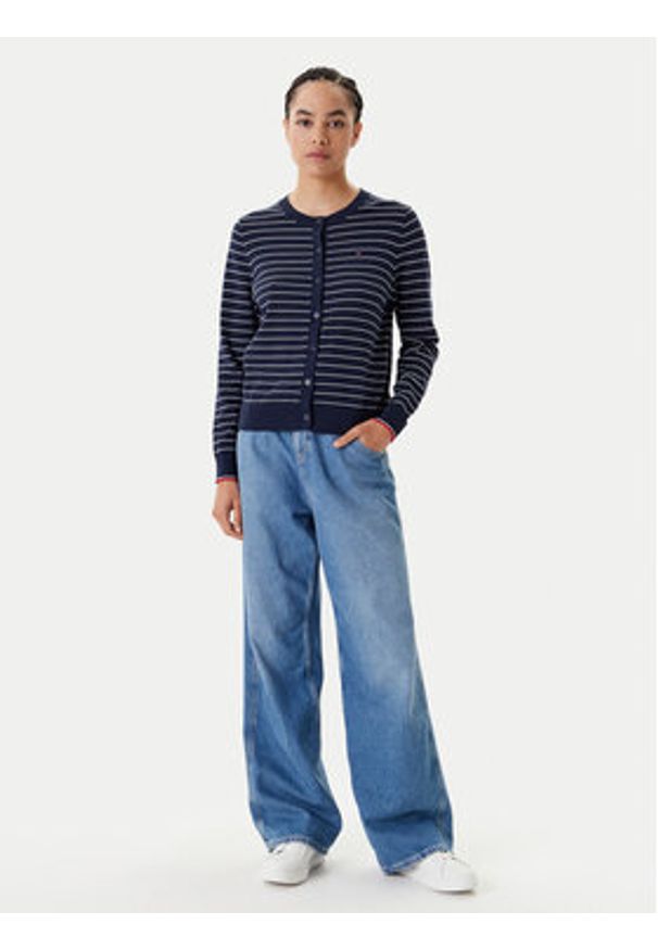 TOMMY HILFIGER - Tommy Hilfiger Kardigan WW0WW42370 Granatowy Regular Fit. Kolor: niebieski. Materiał: bawełna