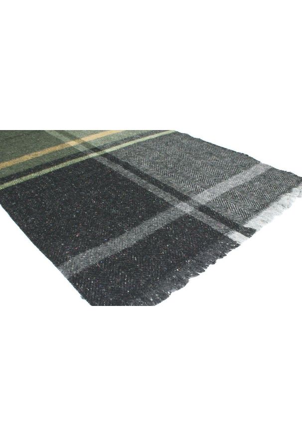 Wełniany Szalik Męski z Jedwabiem - V. Fraas - Odcienie Zieleni i Popieli - Jodełka. Kolor: zielony. Materiał: wełna, jedwab. Wzór: jodełka. Sezon: zima, lato. Styl: elegancki, klasyczny