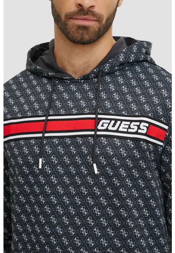 Guess - GUESS Czarna męska bluza New Korbin. Kolor: czarny