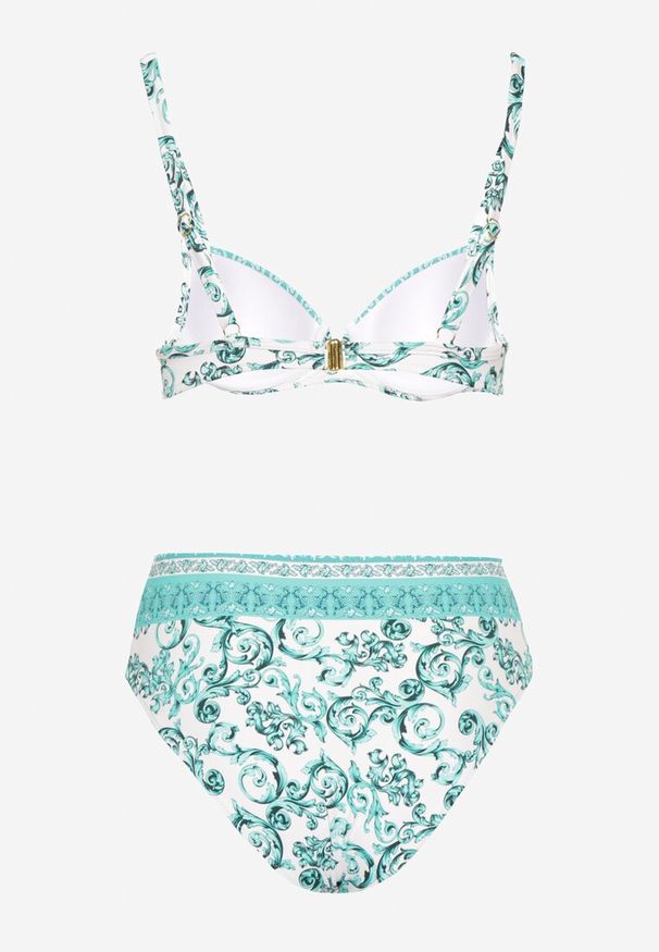 Born2be - Jasnozielone Bikini w Ornamentalny Wzór Biustonosz i Majtki Figi Mirazia. Kolor: zielony. Wzór: ażurowy