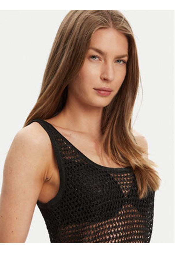 Guess Top W5YR29 Z37G0 Czarny Regular Fit. Kolor: czarny. Materiał: syntetyk