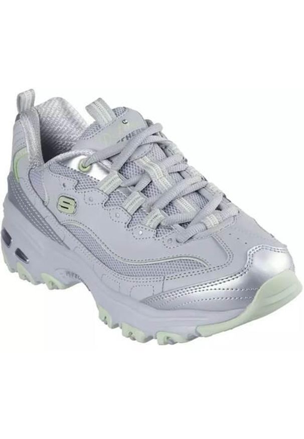 skechers - Buty do chodzenia damskie Skechers D'lites. Kolor: szary. Materiał: materiał, skóra, syntetyk. Szerokość cholewki: normalna. Sport: turystyka piesza