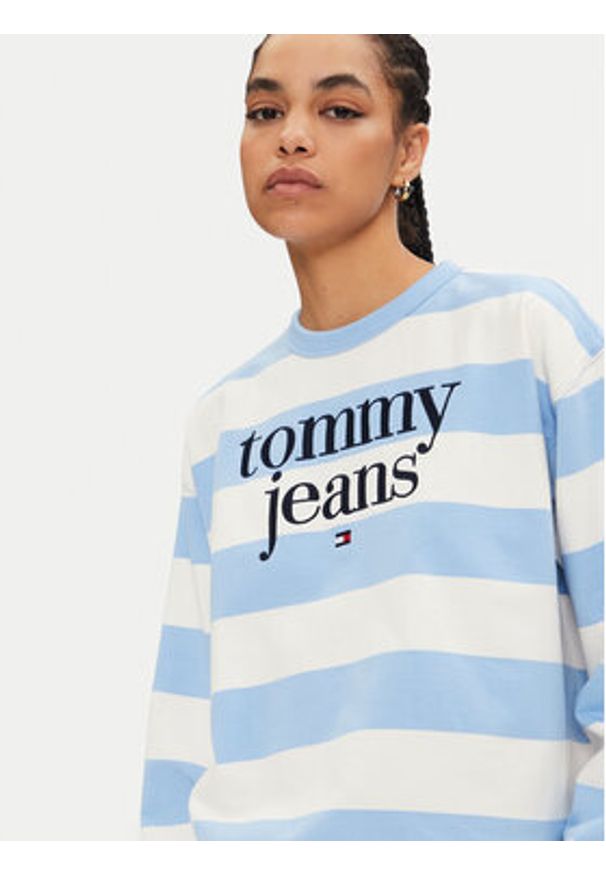 Tommy Jeans Bluza Ess Logo DW0DW19041 Niebieski Relaxed Fit. Kolor: niebieski. Materiał: bawełna