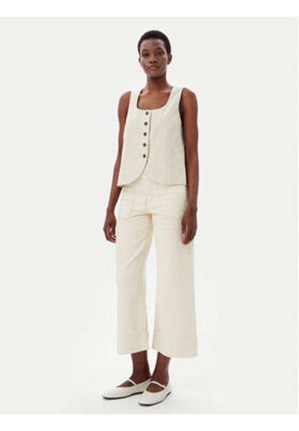 GAP - Gap Kamizelka 714973-02 Beżowy Slim Fit. Kolor: beżowy. Materiał: len, bawełna