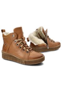 Brązowe Trzewiki Armodo Ocieplane Buty Damskie. Okazja: na co dzień. Kolor: brązowy. Materiał: skóra, futro, syntetyk. Sezon: zima. Obcas: na koturnie. Styl: casual, klasyczny #7