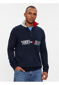 Tommy Jeans Sweter Archive DM0DM18368 Granatowy Slim Fit. Kolor: niebieski. Materiał: syntetyk