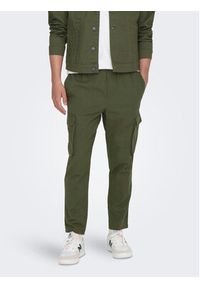 Only & Sons Spodnie materiałowe 22024998 Zielony Tapered Fit. Kolor: zielony. Materiał: len, bawełna #6