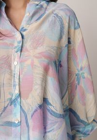 Born2be - Niebieska Oversizowa Koszula z Bawełną o Kroju Typu Nietoperz Nyletia. Okazja: na co dzień. Typ kołnierza: kołnierzyk klasyczny. Kolor: niebieski. Materiał: bawełna. Sezon: wiosna, lato. Styl: elegancki, klasyczny, casual #8