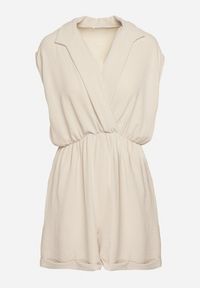 Born2be - Beżowy Kombinezon z Nakładkowym Dekoltem i Gumką w Talii Nansaliah. Kolor: beżowy #5