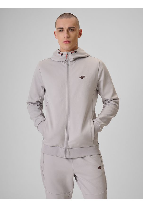 4f - 4F Bluza dresowa regular z kapturem męska - szara XXL. Okazja: na co dzień. Typ kołnierza: kaptur. Kolor: szary. Materiał: dresówka. Styl: casual