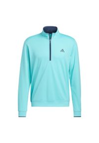 Adidas - Kurtka 1/4 zip adidas. Typ kołnierza: golf. Kolor: niebieski. Materiał: materiał