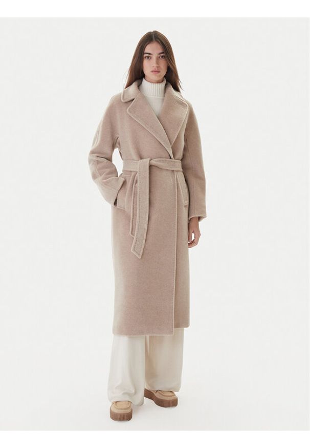 Weekend Max Mara Płaszcz wełniany Tempera 2525016082 Beżowy Regular Fit. Kolor: beżowy. Materiał: wełna