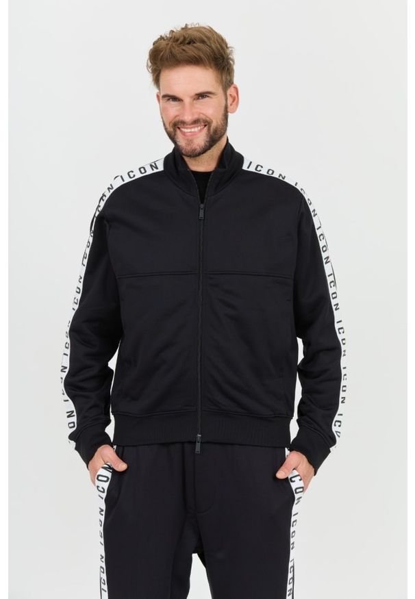 DSQUARED2 Czarna męska bluza Dean Sport Fit, Rozmiar XL. Kolor: czarny. Styl: sportowy
