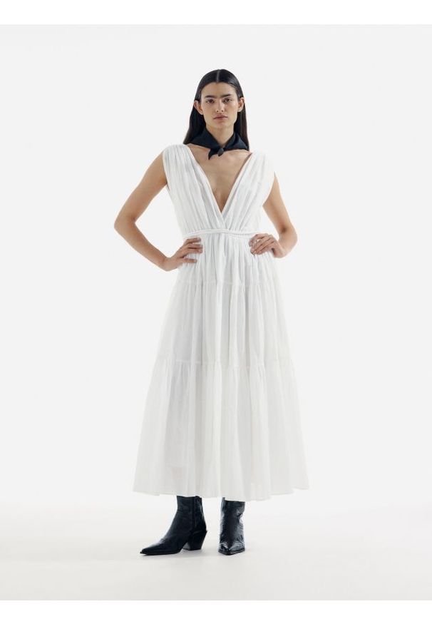 Reserved - Sukienka maxi - złamana biel. Materiał: bawełna. Długość: maxi