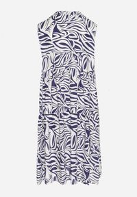 Born2be - Granatowa Bawełniana Rozkloszowana Sukienka z Geometrycznym Wzorem Annivaria. Okazja: na co dzień. Typ kołnierza: dekolt w kształcie V. Kolor: niebieski. Materiał: bawełna. Wzór: geometria. Typ sukienki: rozkloszowane. Styl: klasyczny, casual, elegancki #6