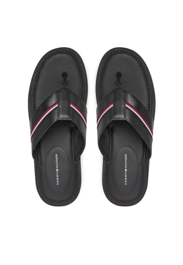 TOMMY HILFIGER - Tommy Hilfiger Japonki Core Hilfiger Toe Post Lh Sandal FM0FM05416 Czarny. Kolor: czarny. Materiał: skóra