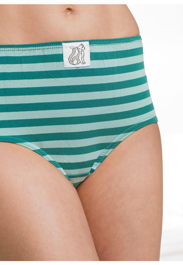 bonprix - Figi maxi (4 pary). Kolor: niebieski. Wzór: nadruk, paski