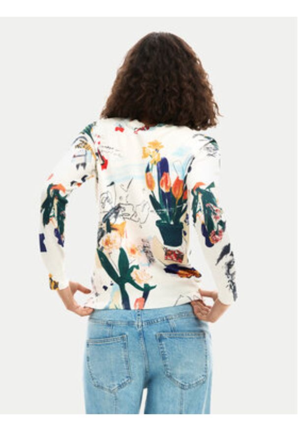 Desigual Sweter Nantes Lacroix 26SWJF35 Écru Regular Fit. Kolor: kremowy. Materiał: syntetyk, wiskoza
