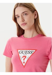 Guess Jeans T-Shirt W4YI04 J1314 Różowy Slim Fit. Kolor: różowy. Materiał: bawełna #4