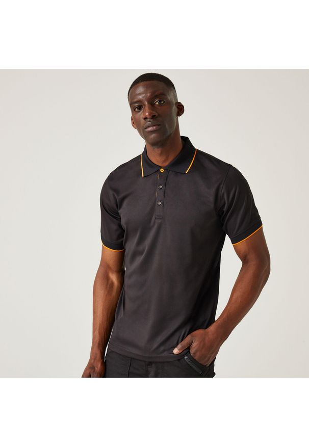 Regatta - Męska koszulka polo Nagate. Okazja: do pracy. Typ kołnierza: polo. Kolor: brązowy, szary, wielokolorowy. Materiał: tkanina. Styl: elegancki