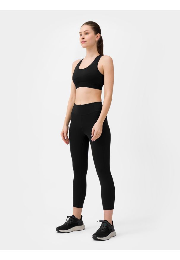 4f - 4F Legginsy treningowe 7/8 z dodatkiem materiałów z recyklingu damskie XS. Stan: podwyższony. Kolor: czarny. Materiał: materiał