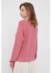 TOMMY HILFIGER - Tommy Hilfiger kardigan bawełniany damski kolor różowy. Okazja: na co dzień. Kolor: różowy. Materiał: bawełna. Wzór: ze splotem. Styl: casual #5