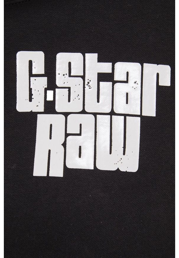 G-Star RAW - G-Star Raw Bluza kolor czarny z kapturem z nadrukiem. Okazja: na co dzień. Typ kołnierza: kaptur. Kolor: czarny. Wzór: nadruk. Styl: casual
