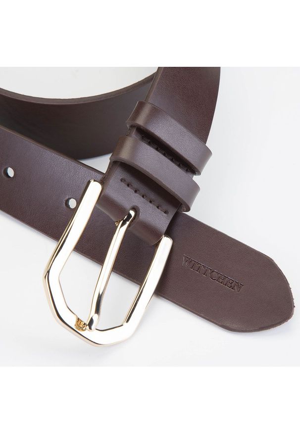 Wittchen - Damski pasek z miękkiej skóry szeroki. Kolor: brązowy. Materiał: skóra. Styl: elegancki