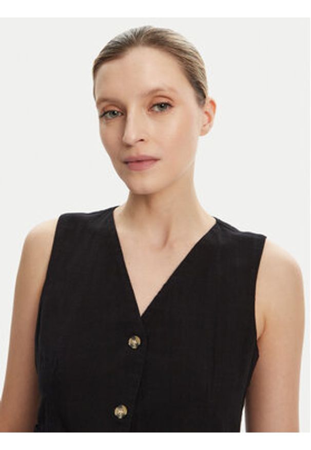 Vero Moda Kamizelka Caia 10333795 Czarny Regular Fit. Kolor: czarny. Materiał: bawełna