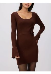 Reserved - Sukienka z wiskozą - brązowy. Kolor: brązowy. Materiał: wiskoza #1