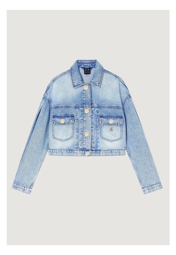 Armani Exchange Kurtka jeansowa XW002260 AF21338 MB001 Niebieski Regular Fit. Kolor: niebieski. Materiał: bawełna