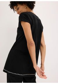 bonprix - Długi shirt. Kolor: czarny. Długość: długie. Wzór: aplikacja #2