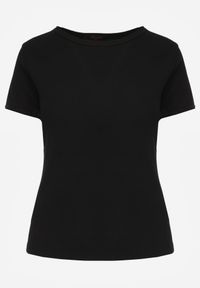Renee - Czarny Bawełniany T-shirt o Dopasowanym Kroju z Prążkowanego Materiału Lailya. Okazja: na co dzień. Kolor: czarny. Materiał: prążkowany, materiał, bawełna. Wzór: gładki. Styl: casual, klasyczny #5