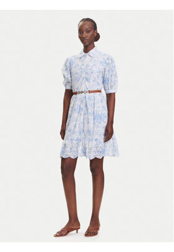 Fracomina Sukienka koszulowa FR25SD1010W404R8 Niebieski Regular Fit. Kolor: niebieski. Materiał: bawełna. Typ sukienki: koszulowe