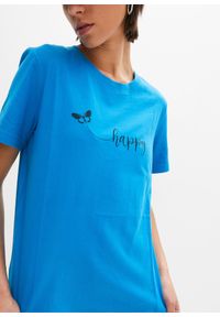 bonprix - T-shirt z czystej bawełny. Kolor: niebieski. Materiał: bawełna. Wzór: nadruk #2
