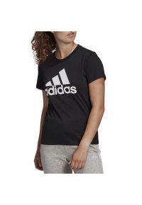 Adidas - Koszulka adidas Loungewear Essentials Logo Tee GL0722 - czarna. Kolor: czarny. Materiał: jeans, dresówka, bawełna. Długość rękawa: krótki rękaw. Długość: krótkie