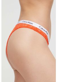 Calvin Klein Underwear brazyliany kolor pomarańczowy z koronki. Kolor: pomarańczowy. Materiał: koronka. Wzór: koronka #3