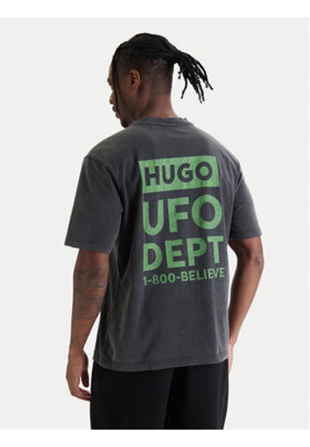 Hugo - HUGO T-Shirt Nextralio 50560090 Czarny Regular Fit. Kolor: czarny. Materiał: bawełna