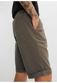 bonprix - Bermudy z gumką w talii, z czystej bawełny, regular fit. Kolor: zielony. Materiał: bawełna. Styl: klasyczny #2