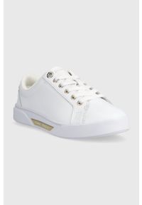 TOMMY HILFIGER - Tommy Hilfiger sneakersy skórzane GOLDEN HW COURT SNEAKER kolor biały FW0FW07560. Nosek buta: okrągły. Zapięcie: sznurówki. Kolor: biały. Materiał: skóra #4